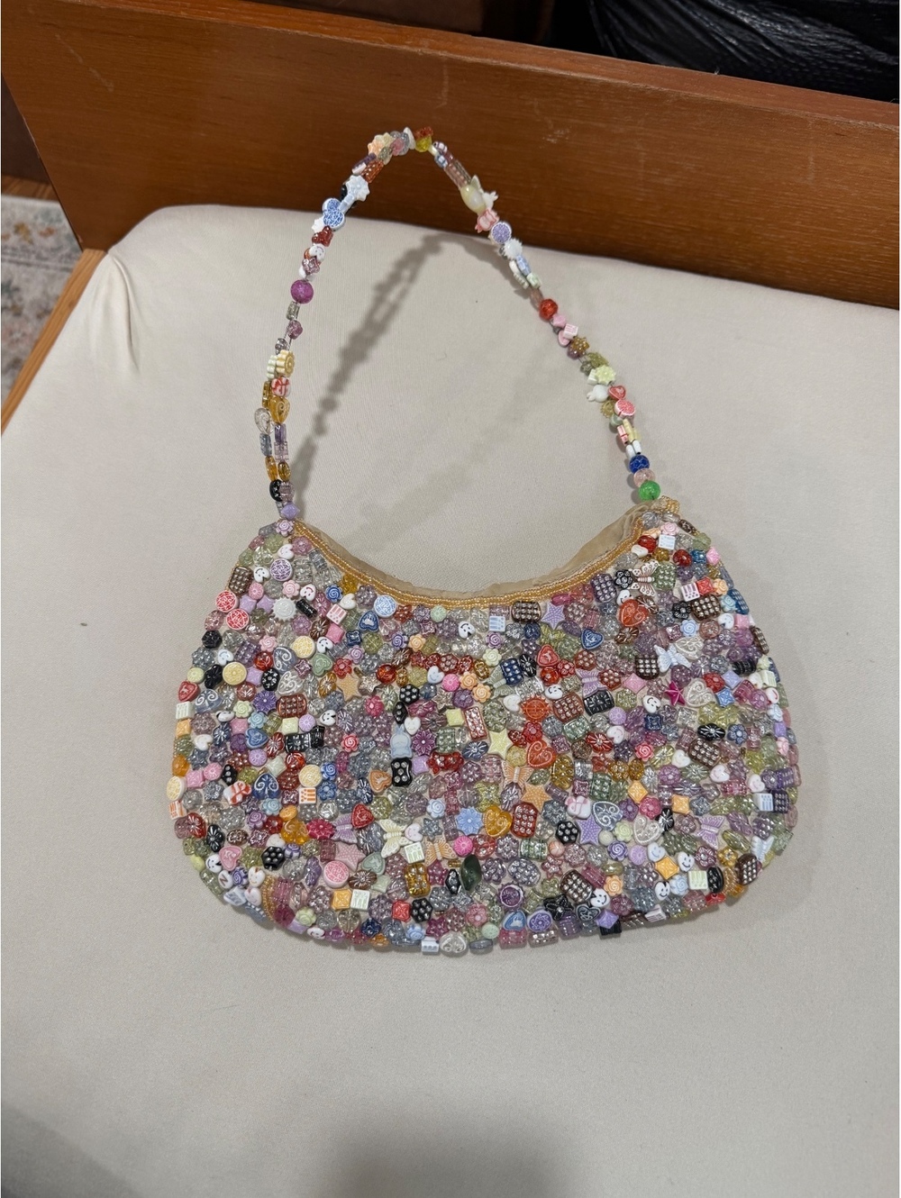 VINTAGE HANDMADE Multicolor beaded shoulder bag
